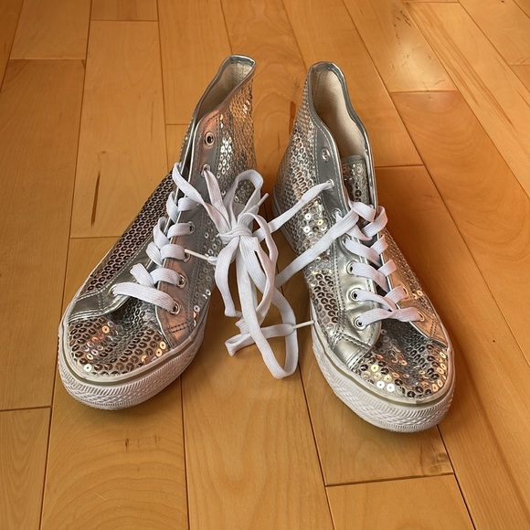Balera silver sequin high-top sneakers Size 9 Display pair @ dance studio NWOT - Picture 4 of 9